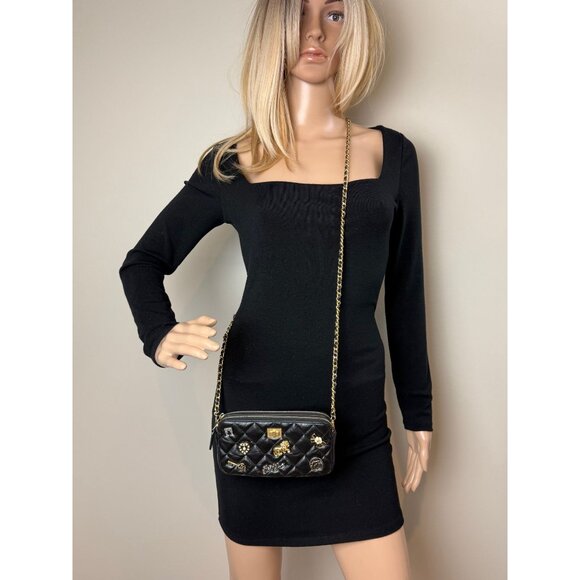 Chanel Lucky Charms 2.55 Black Double Zip WOC Wallet Clutch Bag - Picture 13 of 16